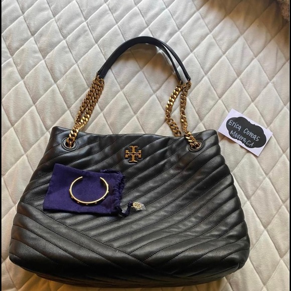 Kira Chevron Quilted Leather Tote - Picture 1 of 5